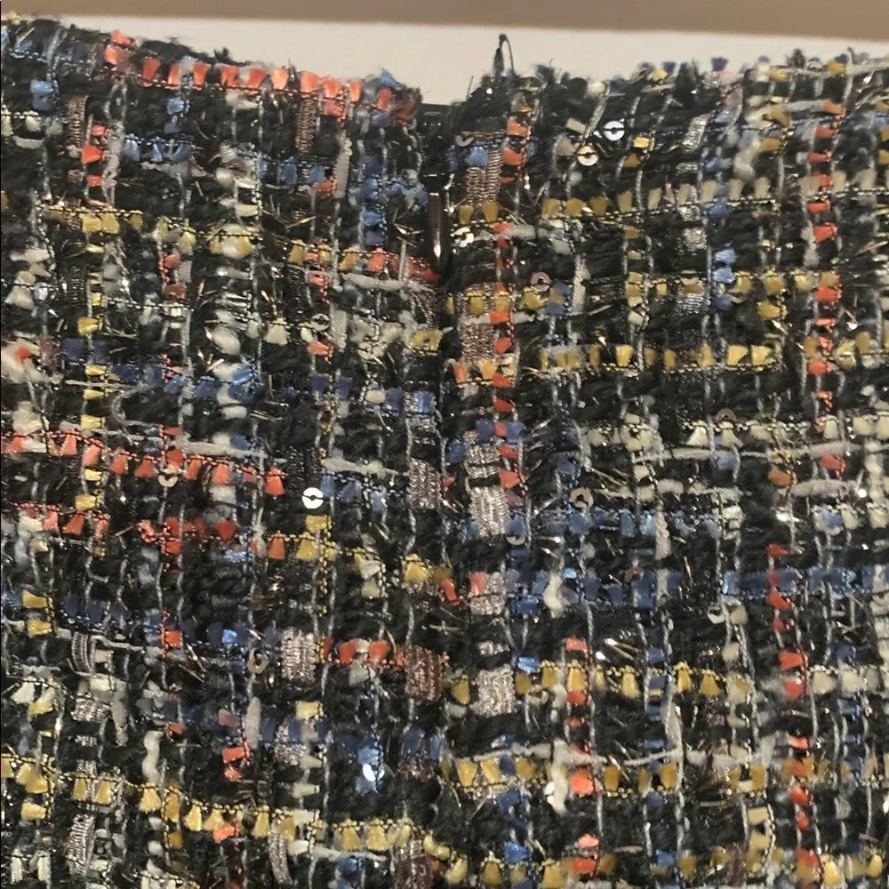 CeCe Multicolor Tweed with Metallic Thread Faux Wrap Skirt size 14 EUC - Picture 6 of 7